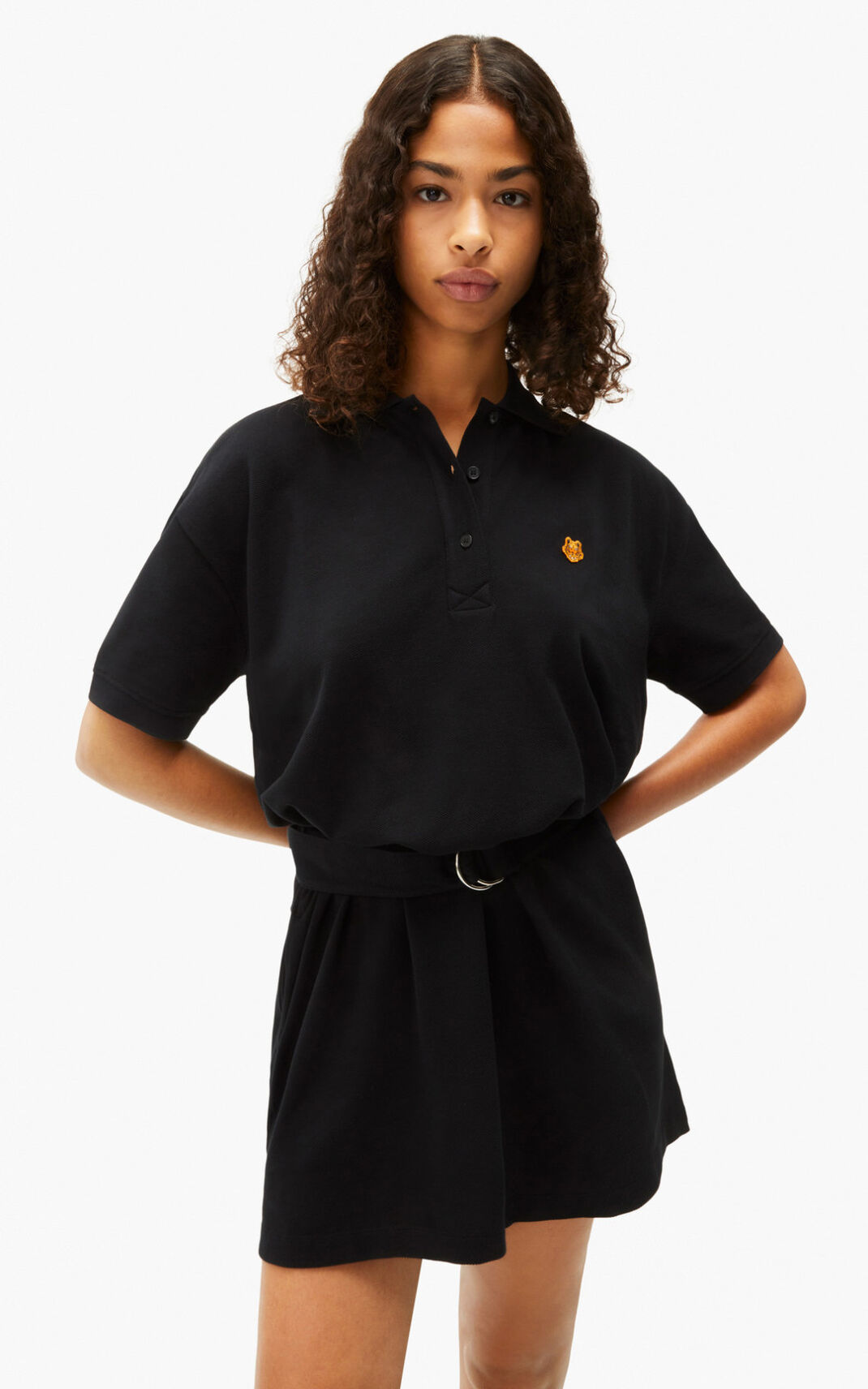 Kenzo Tiger crest polo Vestidos Mujer Negras | 9362085-MK